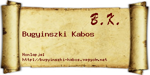 Bugyinszki Kabos névjegykártya